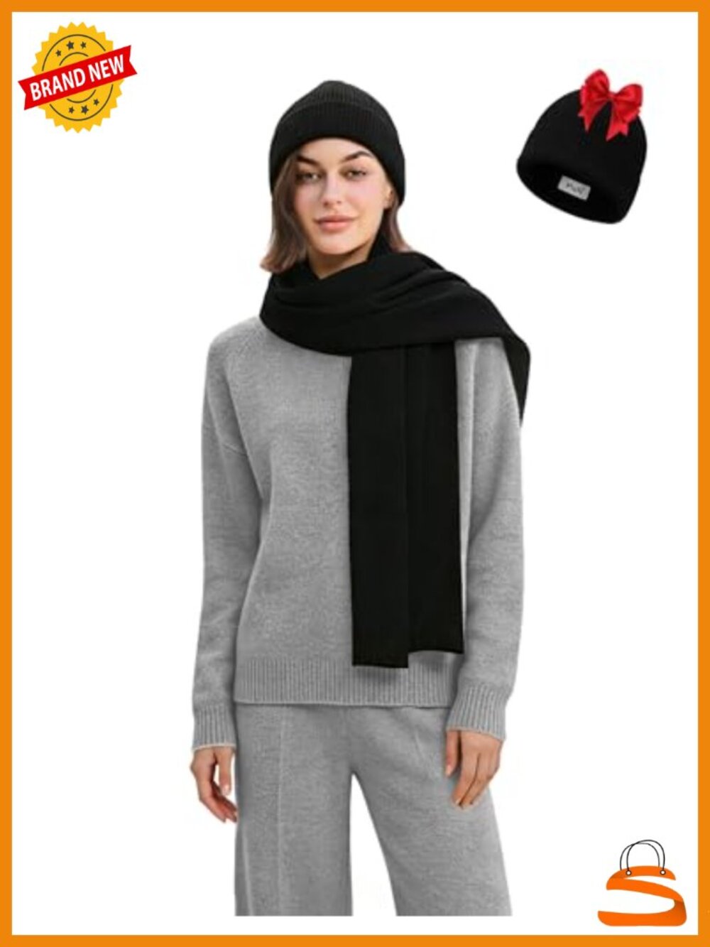 Pashmina Shawl Wrap & Beanie Set Viscose Blend Winter Evening Bridal